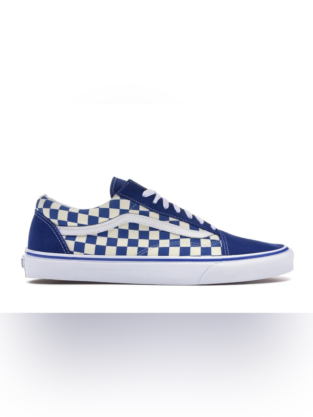 Vans Navy Blue and Cream Checkerboard Old Skool Sneakers